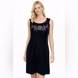 Componix NWT Black Velvet Sleeveless Sheath Dress with Pink Lining Floral Size L